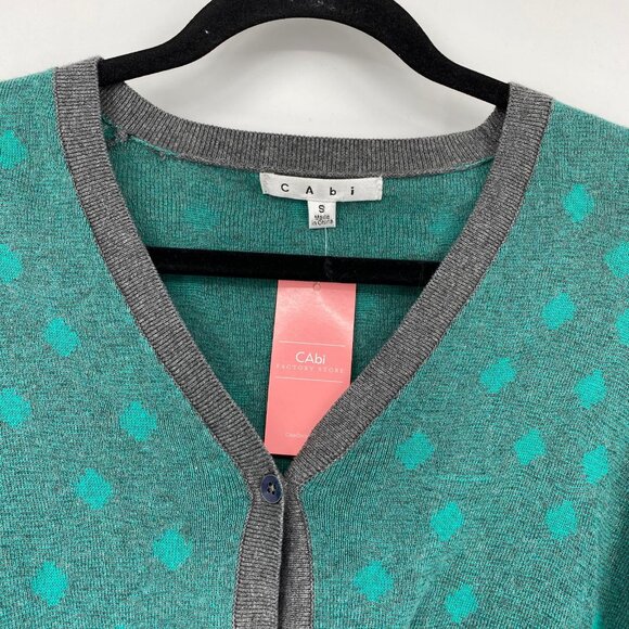 CAbi Gray & Green Cotton Cardigan | Cozy V-Neck Design - Picture 4 of 7
